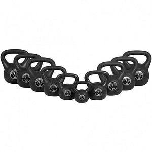 Set de 11 kettlebell Gorilla Sports, din plastic, 2, 3, 4, 6, 8, 10, 12 14, 16, 18, 20 kg