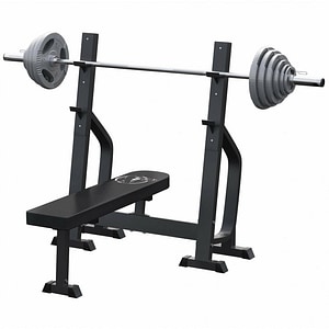 Banca de presa solida Gorilla Sports, incl. set de haltere Olympia, set de prindere din fier turnat, 130 kg