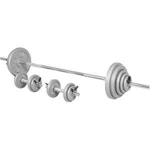 Set de haltere Gorilla Sports, cu arc de blocare, din fonta, 100 kg