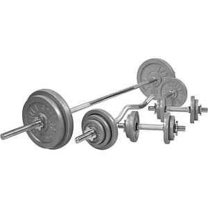 Set complet bara + gantere fonta Gorilla Sports, 108 kg