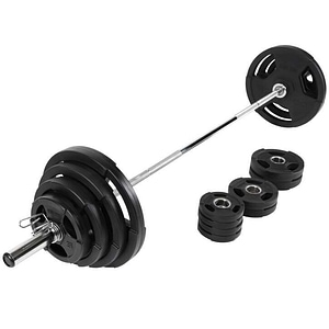 Set bara olimpica + discuri olimpice plastic Gorilla Sports, 130kg