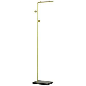 Cuier pentru intrare HomCom, 35x25x170cm, Metal/Marmura, Auriu/Negru