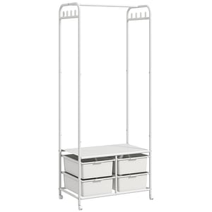 Cuier pentru Intrare cu 8 manere HomCom, 63x37x153 cm, Otel si Plastic, Alb