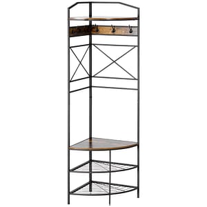 Suport pentru haine de colt HomCom, 50x50x183 cm, Otel/PAL, Maro