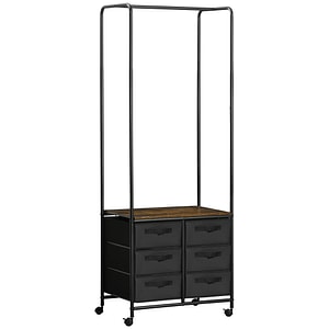 Suport de haine in stil industrial Homcom, 63.5x40x172.5 cm, Otel/PAL, Negru