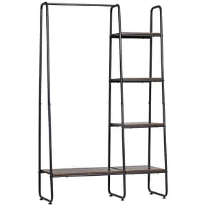 Suport pentru haine cu 5 rafturi Homcom, 101x39x160cm, Otel/PAL, Maro/Negru