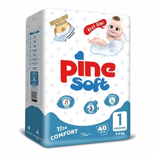 Scutece Pine Soft, nr.1, Unisex, 2-5 kg, 40 buc
