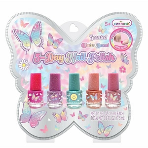 Set de infrumusetare Hot Focus, Tie Dye Butterfly, 5 oje, Durata pana la 5 zile, Compozitie bazata pe apa, Formula cu uscare rapida, 5 ani+