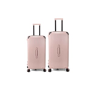 Set trolere Benzi BZ 5790, ABS, 4 roti cu sistem de franare, cifru TSA, 2 piese, rose