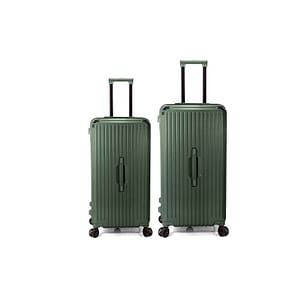 Set trolere Benzi BZ 5790, ABS, 4 roti cu sistem de franare, cifru TSA, 2 piese, verde inchis