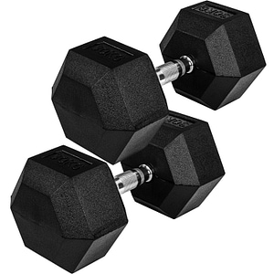 Gantera hexagonala din cauciuc MOVIT, 30 kg, set de 2 buc