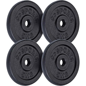 Set discuri 4 x 5 kg Gorilla Sports, 20 kg, fonta