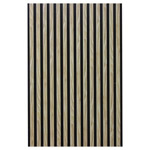 Set riflaje decorative, 2 bucati, tip panou acustic, din fetru cu lamele din MDF, negru/stejar, 2600x300x21 mm