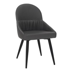 Scaun de bucatarie, living, model elegant, de design, piele ecologica, broderii decorative, culoare gri inchis, 50x55x90 cm