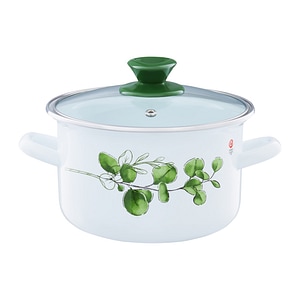 Oala email cu capac EMALIA OLKUSZ, 22cm, 5L, eucalipt