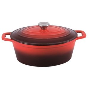 Oala din fonta emailata cu capac, 7.7L  Carl Schmidt Sohn 075248, rosie, tip roaster, cuptor/inductie, 36x27.8 cm
