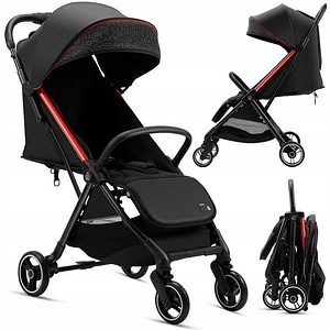 Carucior sport copii Royal Baby, 704A, Pliere rapida, Usor 8 kg, De la 6 luni, 55 x 51 x 26 cm, Negru/Rosu