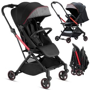 Carucior sport copii Royal Baby, 752C, Scaun reversibil, Pliere rapida, Usor 8 kg, De la 6 luni, 55 x 51 x 26 cm, Negru/Rosu