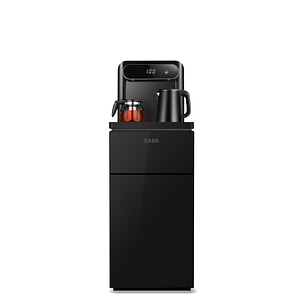 Dozator apa de podea multifunctional ZASS ZWD 19 CS, cu amplasarea bidonului la baza si Tea Bar, Apa calda/rece, Ceainic, Racire cu compresor, Culoare Negru