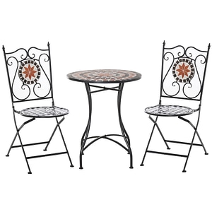 Mobilier de gradina set 3 piese Outsunny, 95x50/60x71, Metal/Ceramica, Maro