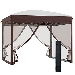 Foisor de gradina Outsunny, 300x300x270 cm, Otel/Nylon, Maro/Crem