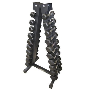 Suport si gantere hexagonale Zoco Body Fit, 1Kg-10Kg, Greutate totala gantere 110kg, Negru