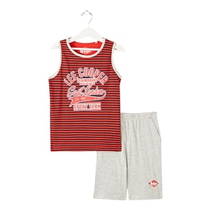 Pijamale copii Lee Cooper, cu buzunare laterale, 100% bumbac, 12 ani, 152 cm, rosu