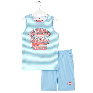 Pijamale copii Lee Cooper, cu buzunare laterale, bumbac, 14 ani, 164 cm, albastru
