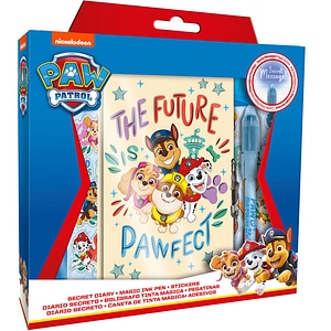 Set jurnal secret Paw Patrol, cu lacat si pix prevazut cu cerneala invizibila si lanterna UV, 18x12 cm, multicolor
