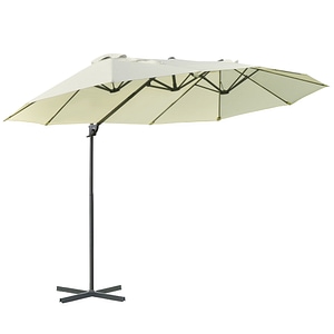Umbrela dubla de gradina Outsunny, 440x270x250cm, Metal/Poliester, Bej