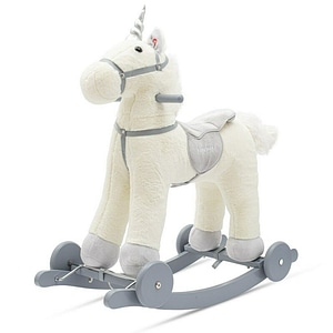 Calut balansoar Baby Mix, Unicorn, Cu melodii si roti, Materiale moi si placute la atingere, 64x35x60 cm, 18 luni+, White