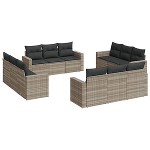 Set canapele de gradina vidaXL cu perne, 12piese gri deschis poliratan