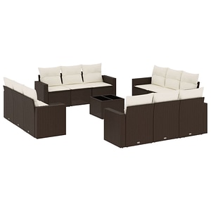 Set canapele de gradina vidaXL cu perne, 13 piese, maro, poliratan