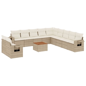 Set canapele de gradina vidaXL cu perne, 12 piese, bej, poliratan