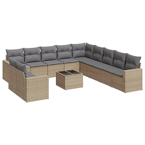 Set canapele de gradina vidaXL cu perne, 12 piese, bej, poliratan