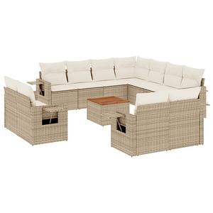 Set canapele de gradina vidaXL cu perne, 12 piese, bej, poliratan