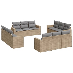 Set canapele de gradina vidaXL cu perne, 12 piese, bej, poliratan
