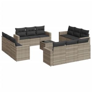 Set canapele de gradina vidaXL cu perne, 13piese gri deschis poliratan