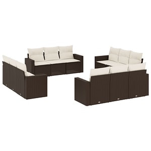 Set canapele de gradina vidaXL cu perne, 12 piese, maro, poliratan