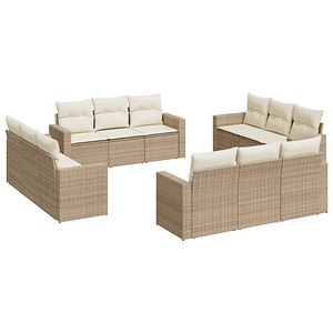 Set canapele de gradina vidaXL cu perne, 12 piese, bej, poliratan