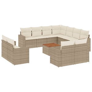 Set canapele de gradina vidaXL cu perne, 12 piese, bej, poliratan