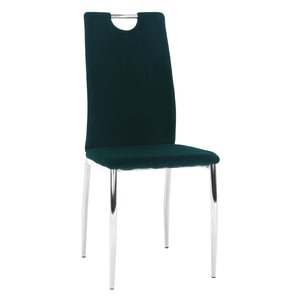 Scaun dining, catifea, picioare din metal cromat, elegant, modern, living, bucatarie, 42x52x97 cm, verde smarald