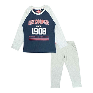 Pijamale copii cu maneca lunga Lee Cooper, cu buzunare laterale, bumbac, 8 ani, 128 cm, gri