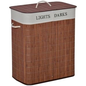 Cos de rufe HomCom, 52L x 32l x 63Icm, Bambus/Poliester/Bumbac/Metal, Maro
