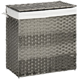Cos de rufe 100L Homcom, 56.5x33x61cm, Ratan, Maro