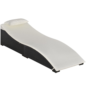Sezlong pliabi capacitate 160 kg Outsunny, 198x68x50cm, Ratan PE, Negru/Alb