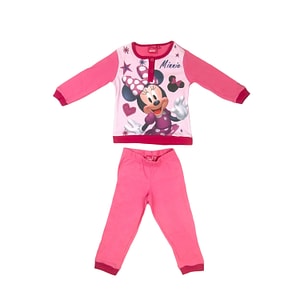 Pijamale copii cu maneca lunga Minnie Mouse, 100% bumbac, marimea 122 cm, fucsia