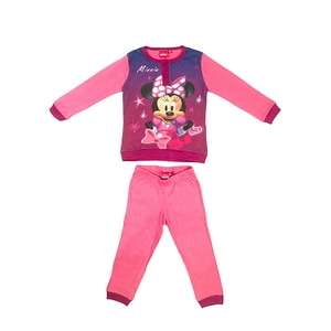 Pijamale copii cu maneca lunga Minnie Mouse Disney, 100% bumbac, marimea 116 cm, fucsia