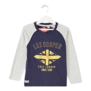 Tricou cu maneca lunga Lee Cooper, 100% bumbac, 10 ani, 140 cm, albastru/gri