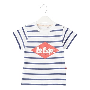 Tricou copii Lee Cooper, 100% bumbac, 16 ani, 176 cm, albastru/alb